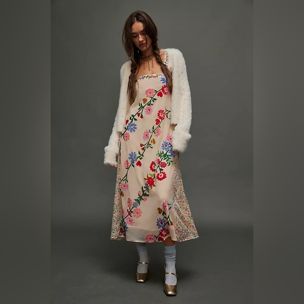 Free People Falling Petals Velvet Maxi Dress XS, NWT